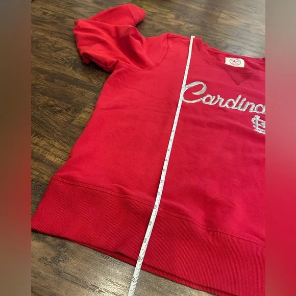 St Louis CARDINALS🍃47 Brand Cardinals Baseball Sequin Crewneck Sweatshirt Red XL - Picture 7 of 7